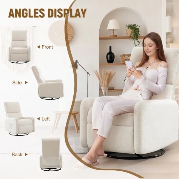 360 Degree Swivel Glider Chair, Rocking Armchair with Side Pocket