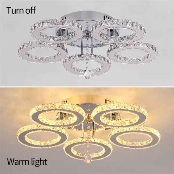Modern Pendant Light Led Crystal Ring Ceiling Lamp Living Dining Room