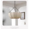 Japanese Wabi Sabi Retro Fabric Pendant Lights Living Dining Room Chandelier Lighting