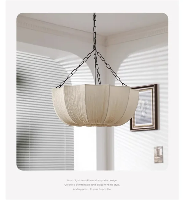 Japanese Wabi Sabi Retro Fabric Pendant Lights Living Dining Room Chandelier Lighting