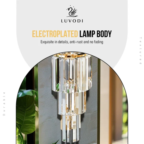 S55e7200f209b4e759834544a00c6cf73I.webp Modern Crystal Wall Lamp 3-Layer Wall Crystal Sconce Light E14 Led Corn Lights