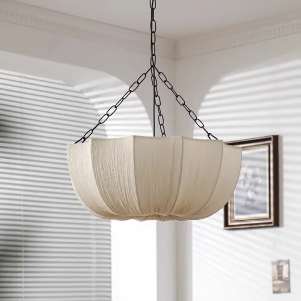 Japanese Wabi Sabi Retro Fabric Pendant Lights Living Dining Room Chandelier Lighting