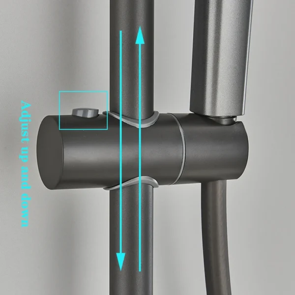 Gun Grey Piano Digital 4 Function Shower Set Bathroom Faucets Hot Cold Waterfall Digtial Display Tap Rainfall Shower System