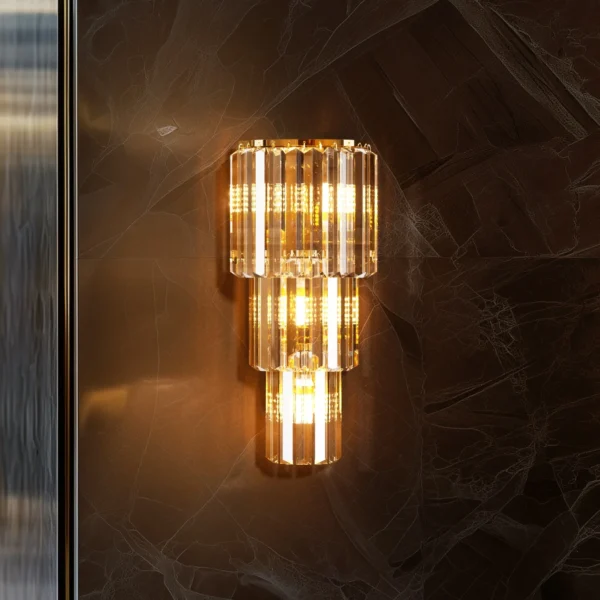 S590328adbbff47a7b4f5b43da4fc7309O.webp Modern Crystal Wall Lamp 3-Layer Wall Crystal Sconce Light E14 Led Corn Lights