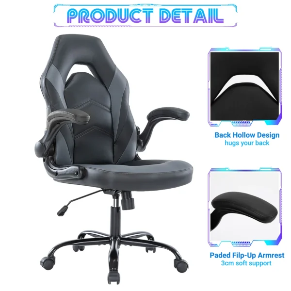 Ergonomic Office Computer Home Gaming Desk Chair Adjustable PU Leather