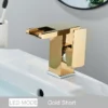 Luxury LED Color Changing Waterfall Basin Sink Faucet Single Handle Deck Mounted Hot and Cold Mixer Taps