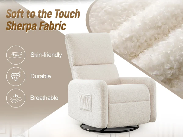 360 Degree Swivel Glider Chair, Rocking Armchair with Side Pocket