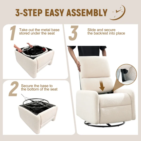 360 Degree Swivel Glider Chair, Rocking Armchair with Side Pocket