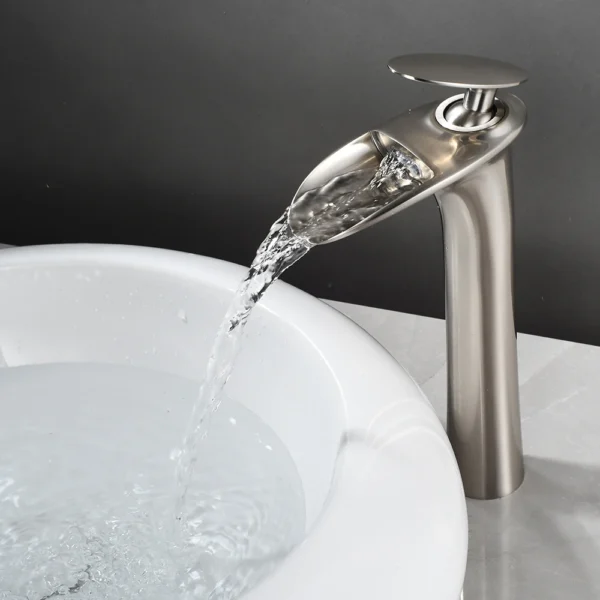 Modern White Bathroom Faucet Waterfall faucets Single Hole Cold and Hot Water Tap