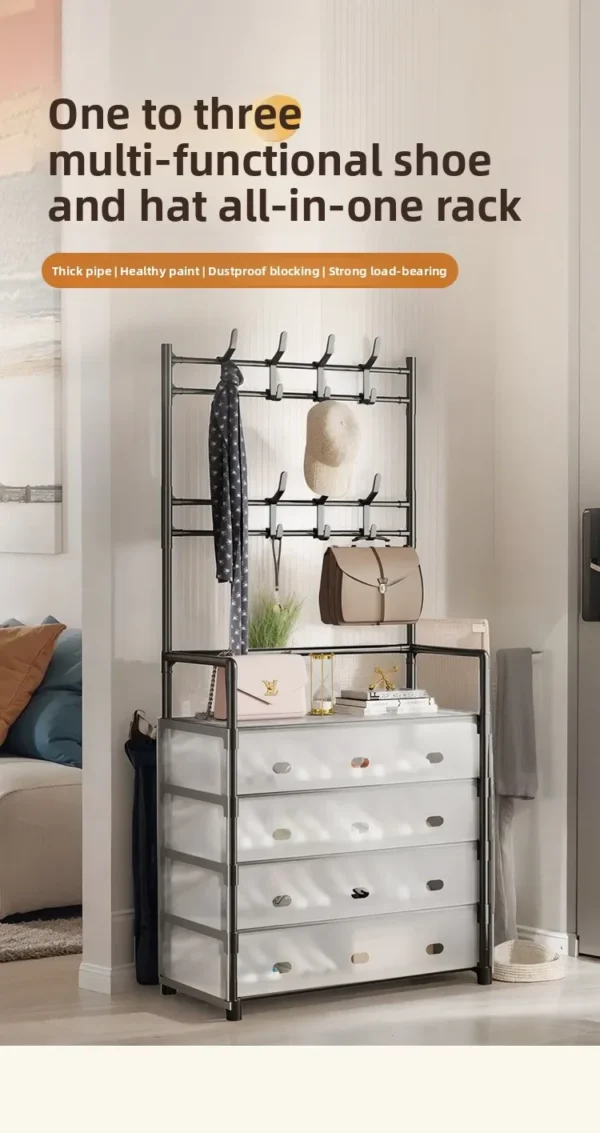 Multi-layer Door-mounted Shoe Hat Rack - Simple Assembly Household Integrated Multi-functional Storage Cabinet for Home Use
