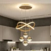S6008b95f14bc4c00be58e8bf28764bb7a.webp LED Pendant Light Three Color Temperatures 4 Crystal Balls Soft Light Adjustable Suspension Line Home Ceiling Lights for Living