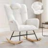 Modern Upholstered Nursery Rocking Chairs, with Side Pocket High Back Teddy Boucle Rocker Chair