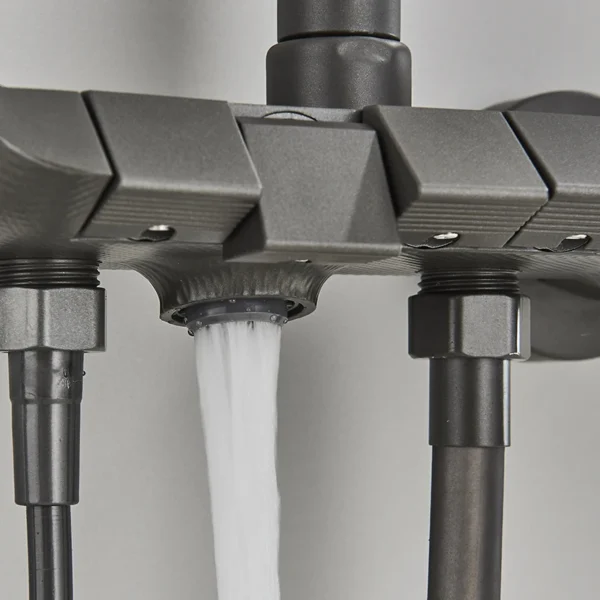 Gun Grey Piano Digital 4 Function Shower Set Bathroom Faucets Hot Cold Waterfall Digtial Display Tap Rainfall Shower System