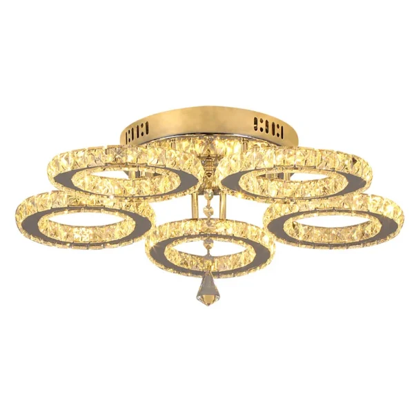 Modern Pendant Light Led Crystal Ring Ceiling Lamp Living Dining Room