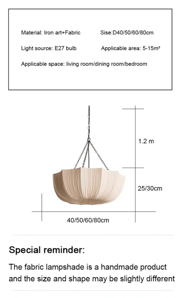 Japanese Wabi Sabi Retro Fabric Pendant Lights Living Dining Room Chandelier Lighting