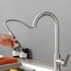 Kitchen Faucet Flexible Pull Out 2 Modes Nozzle Hot Cold Water Mixer Tap Deck Mounted Sprayer and Stream SUS 304 Faucets