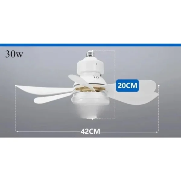 LED 30W Ceiling Fan Light E27 with Remote Control for Dimming Suitable for Living Room Study