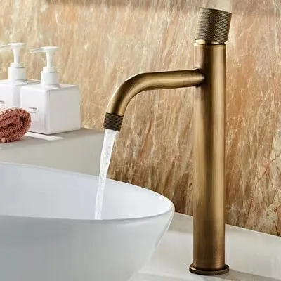 Basin Faucets Antique Bronze Bathroom Faucet Hot & Cold Brass Bathroom Sink Faucet