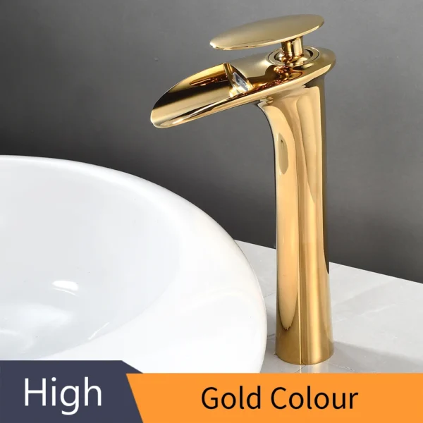 Modern White Bathroom Faucet Waterfall faucets Single Hole Cold and Hot Water Tap