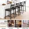 Bar Stools Set of 4, Counter Height Bar Chairs with Back and Thick Cushion, 26 Inch