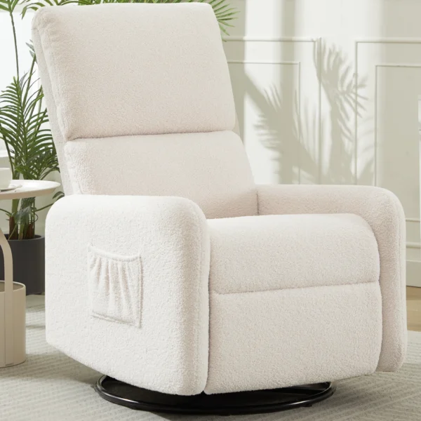 360 Degree Swivel Glider Chair, Rocking Armchair with Side Pocket