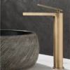 Basin Faucets Antique Bronze Bathroom Faucet Hot & Cold Brass Bathroom Sink Faucet Deck Mounted Lavotory Faucet  Mixer Water Tap
