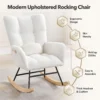 Modern Upholstered Nursery Rocking Chairs, with Side Pocket High Back Teddy Boucle Rocker Chair