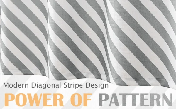 Waterproof Wavy Striped Shower Curtain Set, Modern Aesthetic Fabric Bath Curtain for Home Hotel Bathroom Decor