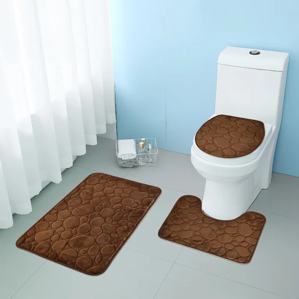 S6fd14322adef4dd7b847794b3931cab4g.webp 1 Set of Solid Color Simple Bathroom Water-absorbing and Non-slip Floor Mat Stone Pattern, Comfortable and Soft, Three-piece Set