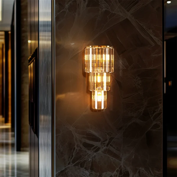 S70e8e5915fbd4aec89017b34e684088bY.webp Modern Crystal Wall Lamp 3-Layer Wall Crystal Sconce Light E14 Led Corn Lights