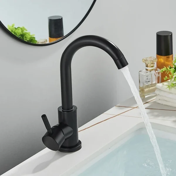 Bathroom Basin Faucet Hot and Cold Wash Mixer Faucet 360 Rotating Sink Faucet Bathroom Single Handle Faucet 304 Stainless Steel