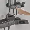 Gun Grey Piano Digital 4 Function Shower Set Bathroom Faucets Hot Cold Waterfall Digtial Display Tap Rainfall Shower System