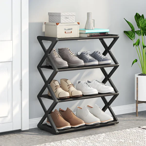 S7312c53cfd604adf9b2bdea79b31cd78s.webp 4Layer X-Type Multi Layered and Space Saving Shoe Rack,Solid Color Simple Home Assembly Shoe Rack