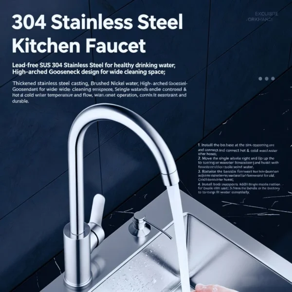 Punch-Free Black Nickel Bathroom Sink Faucet 360° Rotatable Stainless Steel Single Handle Hot Cold Water Mixer Tap Modern Wall