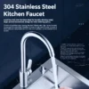 Punch-Free Black Nickel Bathroom Sink Faucet 360° Rotatable Stainless Steel Single Handle Hot Cold Water Mixer Tap Modern Wall