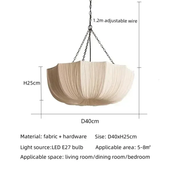 Japanese Wabi Sabi Retro Fabric Pendant Lights Living Dining Room Chandelier Lighting
