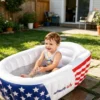 Fashion Stars Stripes Inflatable Baby Bathtub With Air Pump, Portable Blow Up Toddler Tub