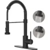 Modern Brushed Nickel Kitchen Faucet - Compact Single Handle, Pull Down Sprayer, 1/3 Holes Adaptable