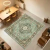 S76205ef0ef58416f872740ebf281911dh.webp Muted Teal Medallion Rug, Soft & Comfortable, All Seasons, Easy to Maintain, Machine Washable