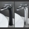 Modern White Bathroom Faucet Waterfall faucets Single Hole Cold and Hot Water Tap