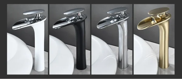 Modern White Bathroom Faucet Waterfall faucets Single Hole Cold and Hot Water Tap