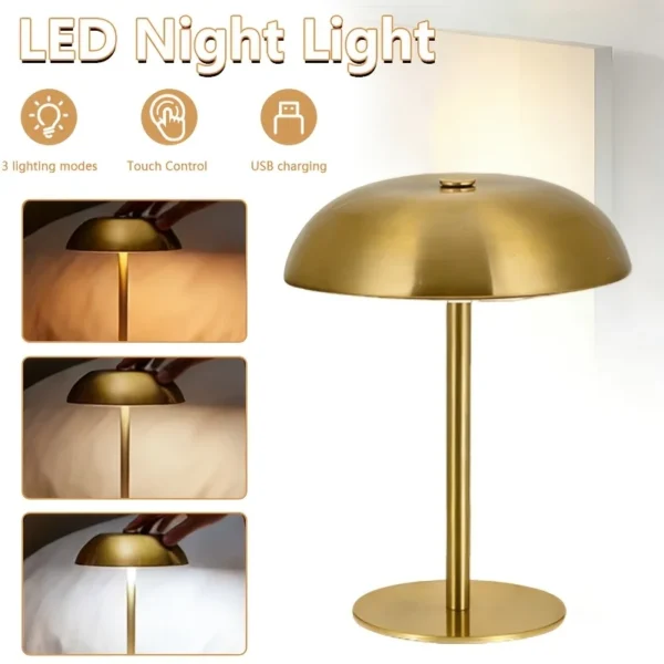 S782ef5ca170a48458856ce6d071c10c37.webp Mushroom Bedside Night Light with 1800mAh Battery, 3 Color Temperatures Adjustable, Button Control, USB Rechargeable