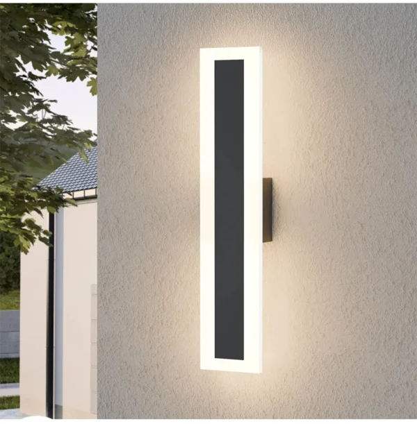 S783404f63ec546c3a82f1d51896eb158k.webp Outdoor Porch Light Waterproof Rust Resistant Stainless Steel Sconces Black Long-strip Style Lighting Fixture