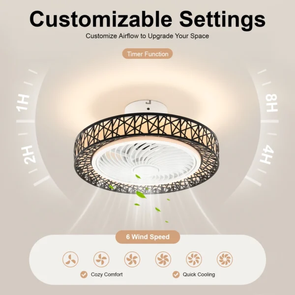 18.5 Inch Ceiling Fan Light Modern Ceiling Fan Light Ceiling Fan Light With Remote Control 35db For Bedroom, Living Room, Kitchen