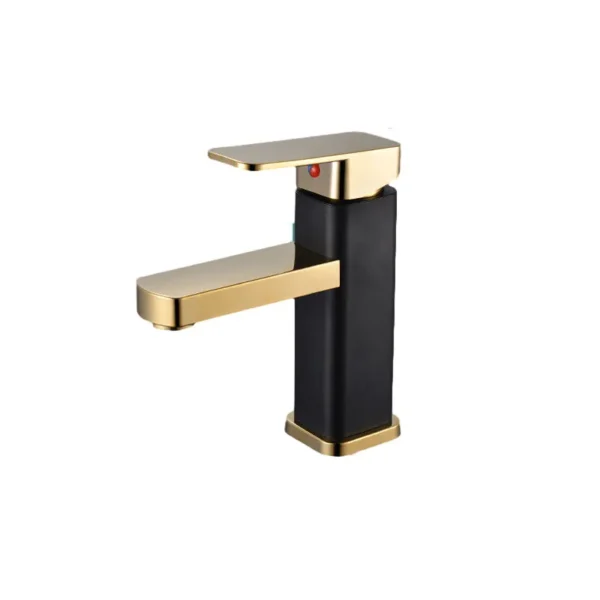 Gold faucet bathroom faucet metal stainless steel handle hot and cold mixer faucet square faucet beautiful bathroom