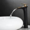 Modern White Bathroom Faucet Waterfall faucets Single Hole Cold and Hot Water Tap