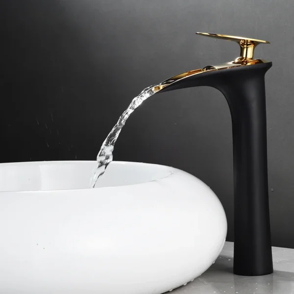 Modern White Bathroom Faucet Waterfall faucets Single Hole Cold and Hot Water Tap