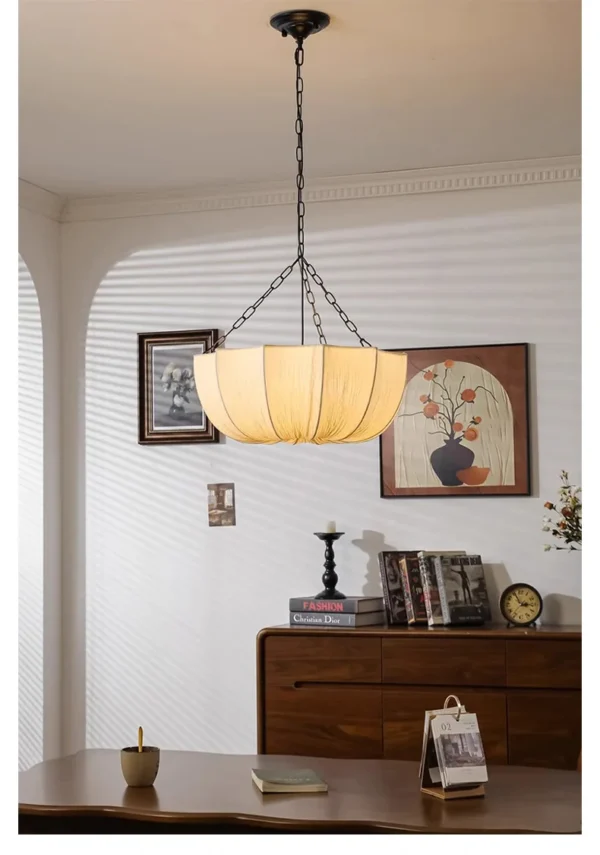 Japanese Wabi Sabi Retro Fabric Pendant Lights Living Dining Room Chandelier Lighting