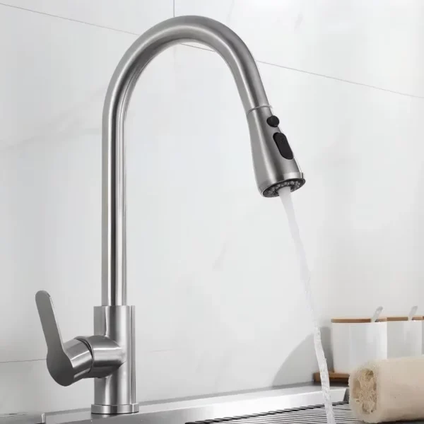 Kitchen Faucets 304 stainless steel Pull Out Kitchen Sink Water Tap Deck Mounted Mixer Stream Sprayer Head Hot Cold Taps