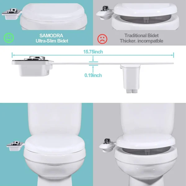 S7f10fbf7fdf74c6ea881697f02b1a9d1F.webp Bidet Toilet Seat Attachment Ultra-thin Non-electric Self-cleaning Dual Nozzles Frontal
